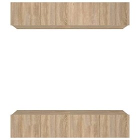 ZEYUAN Meubles TV 4 pcs Chêne Sonoma 80x30x30 cm Bois dingénierie,Meuble TV,Table Basse Salon Meuble TV,Table Basse LED Coul