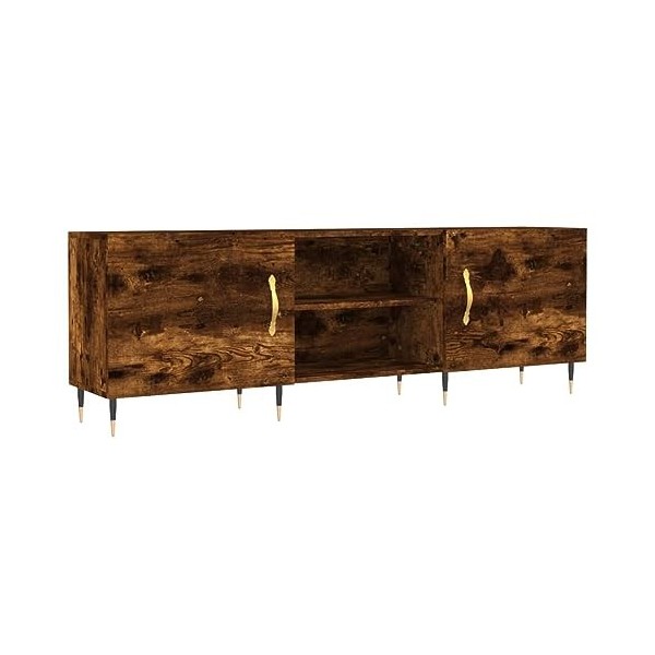Meuble TV Chêne fumé 150x30x50 cm Bois dingénierie