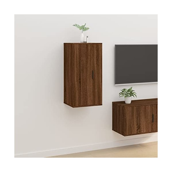Annlera Meuble TV Mural Chêne Marron 40x34,5x80 cm Bois dingénierie Design Elégant Banc TV Classique Armoire Multimédia Mais