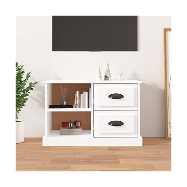 TALCUS Meuble TV de jardin en bois blanc brillant 73 x 35,5 x 47,5 cm