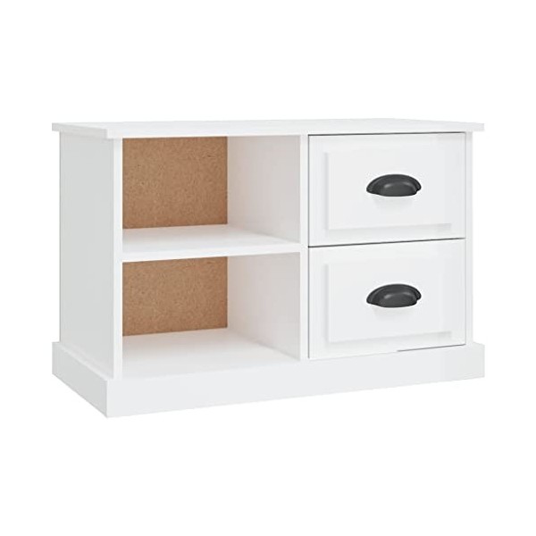 TALCUS Meuble TV de jardin en bois blanc brillant 73 x 35,5 x 47,5 cm