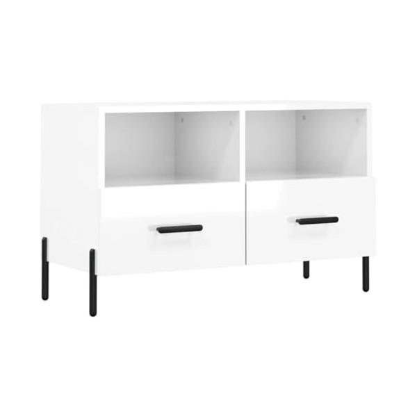 XLUMIO Centres de divertissement et meubles TV, meuble TV blanc brillant, 80 x 36 x 50 cm, bois dingénierie