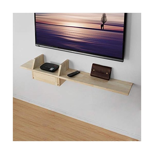 Étagère Murale en Bois Massif Étagère Audio et vidéo Étagère Flottante Étagère TV Murale Set Top Box routeur CD Étagère de Ra