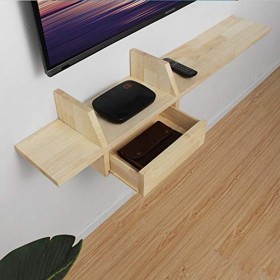 Étagère Murale en Bois Massif Étagère Audio et vidéo Étagère Flottante Étagère TV Murale Set Top Box routeur CD Étagère de Ra