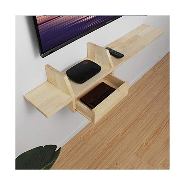 Étagère Murale en Bois Massif Étagère Audio et vidéo Étagère Flottante Étagère TV Murale Set Top Box routeur CD Étagère de Ra