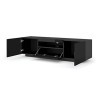 BIM Furniture Meuble TV Aura avec 3 Portes en Bois - Noir Brillant - L 150 X P 37 X H 36-42 Cm