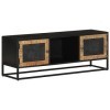 vidaXL Meuble TV 110x30x40 cm Bois Massif de manguier et Fer