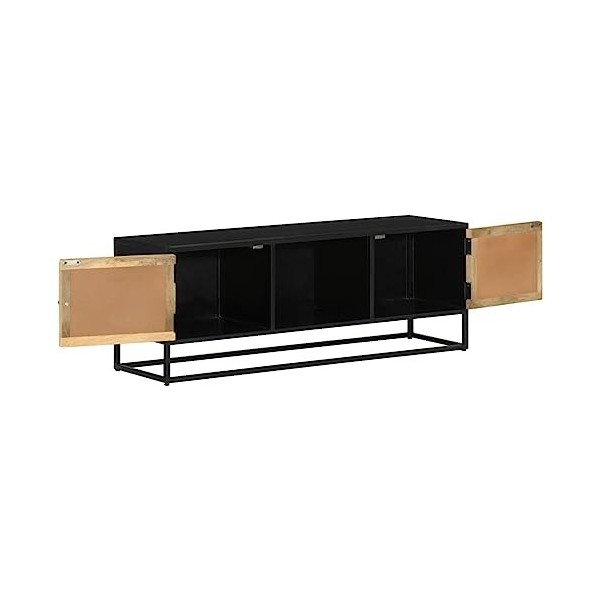 vidaXL Meuble TV 110x30x40 cm Bois Massif de manguier et Fer