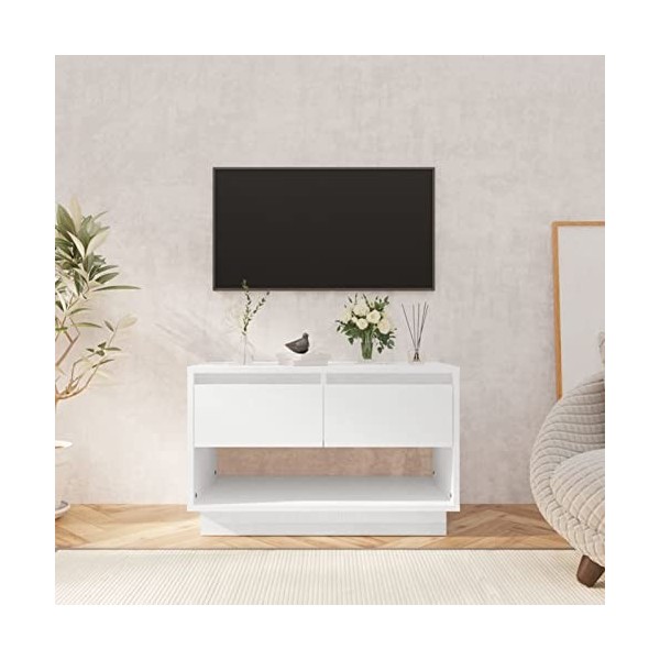 Camerina Meuble TV Blanc Brillant 70x41x44 cm Aggloméré,Meuble TV,Meuble TV Moderne,Meuble de Salon