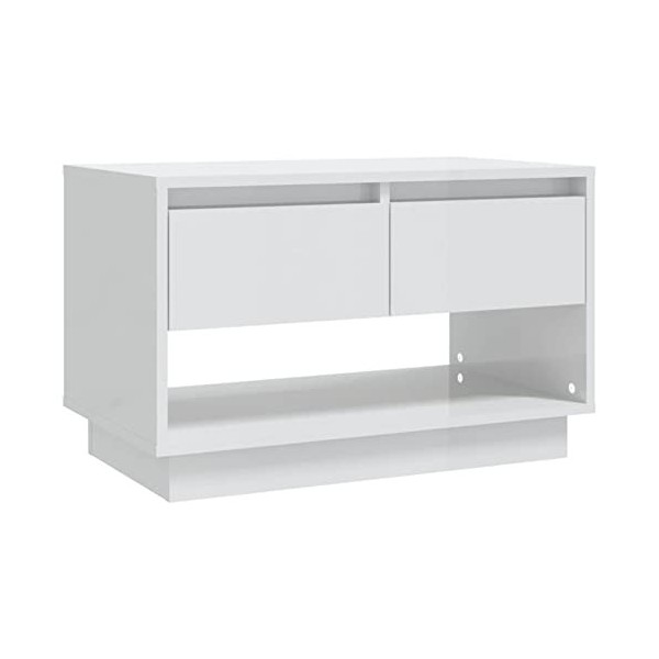 Camerina Meuble TV Blanc Brillant 70x41x44 cm Aggloméré,Meuble TV,Meuble TV Moderne,Meuble de Salon