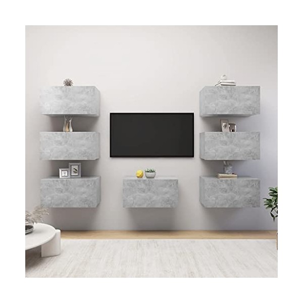 WREWING Meuble TV,Support pour Téléviseur Jusqu’à 50-80 Pouces,Table Télé avec Étagères Réglables,Bas Table TV Support de Tél