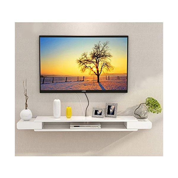 Brooke shop Meuble TV flottant, meuble TV mural pour console de divertissement multimédia avec cloisons flottantes, étagère p