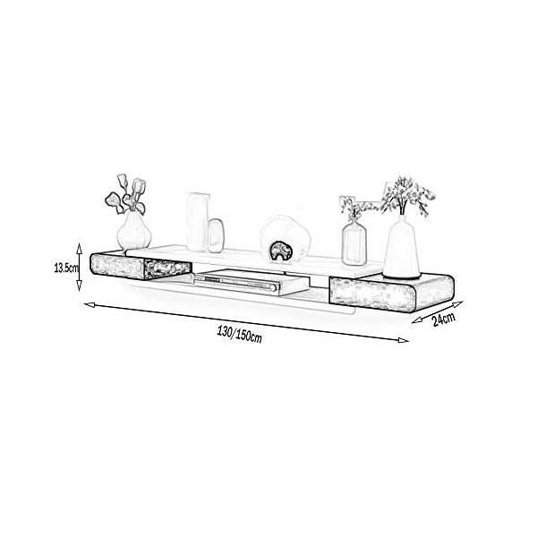 Brooke shop Meuble TV flottant, meuble TV mural pour console de divertissement multimédia avec cloisons flottantes, étagère p