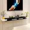 Brooke shop Meuble TV flottant, meuble TV mural pour console de divertissement multimédia avec cloisons flottantes, étagère p