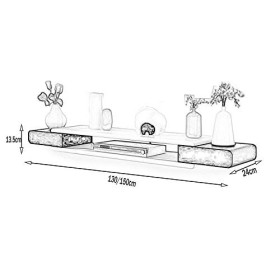 Brooke shop Meuble TV flottant, meuble TV mural pour console de divertissement multimédia avec cloisons flottantes, étagère p