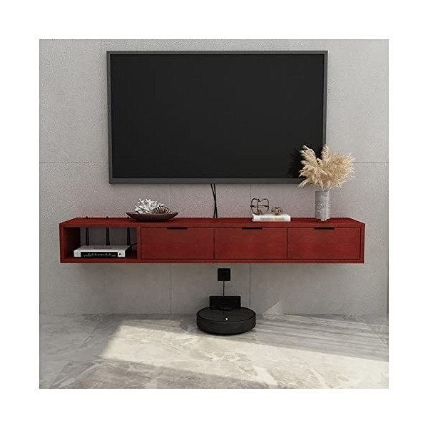 Étagère de Meuble TV Flottante, Meuble TV Mural, Support de Stockage pour Centre de Divertissement pour Console Média, avec T