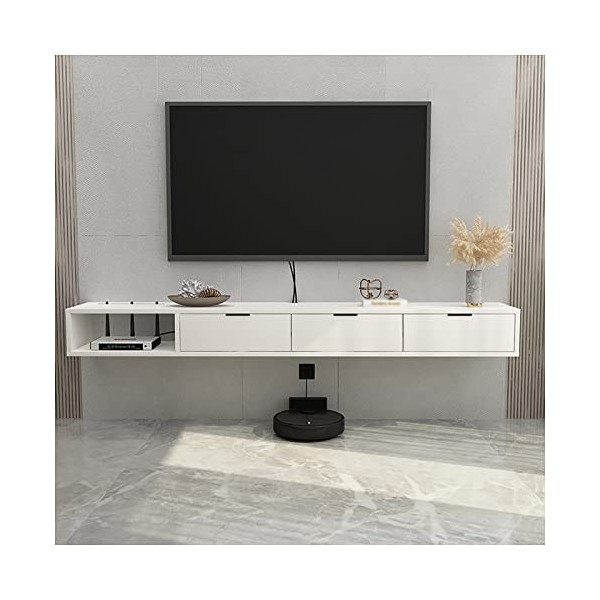 Étagère de Meuble TV Flottante, Meuble TV Mural, Support de Stockage pour Centre de Divertissement pour Console Média, avec T