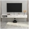 Étagère de Meuble TV Flottante, Meuble TV Mural, Support de Stockage pour Centre de Divertissement pour Console Média, avec T
