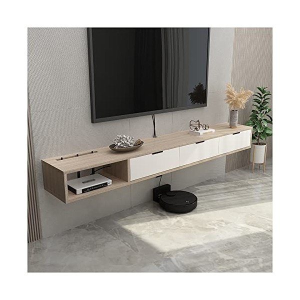 Étagère de Meuble TV Flottante, Meuble TV Mural, Support de Stockage pour Centre de Divertissement pour Console Média, avec T