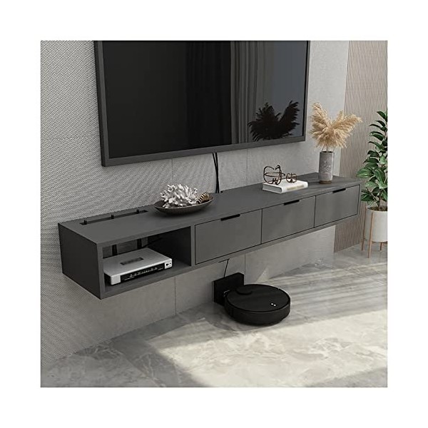 Étagère de Meuble TV Flottante, Meuble TV Mural, Support de Stockage pour Centre de Divertissement pour Console Média, avec T