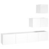 heybb Ensemble de Meubles TV 4 pcs Blanc Brillant Bois dingénierie,Table Television Salon,Meuble TV Haut,Meuble Télé Haut