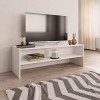 homiuse Meuble TV Blanc et Chêne Sonoma 80x40x40 cm Aggloméré Bibliothèque Style Classique Support de TV Table TV Meuble Salo