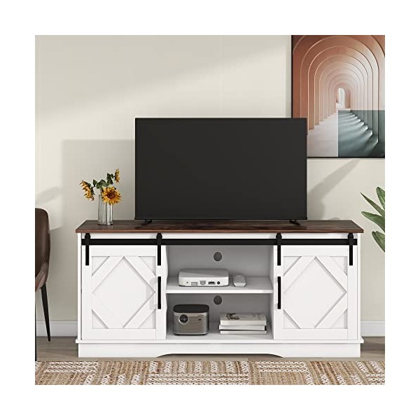 Grand meuble TV au design moderne - Buffet avec portes coulissantes classiques - Étagères réglables - 150 x 40 x 60 cm - Meub