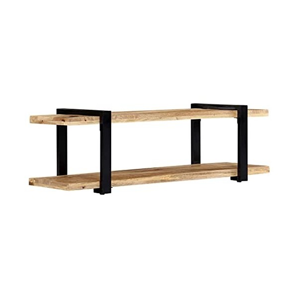 Hotorun Meuble TV dans le salon - 130 x 40 x 40 cm - Bois massif de mangue - Style industriel - Meuble de divertissement - Ar