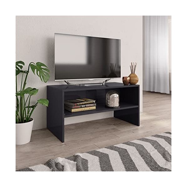 homiuse Meuble TV Blanc et Chêne Sonoma 80x40x40 cm Aggloméré Bibliothèque Style Classique Support de TV Table TV Meuble Salo