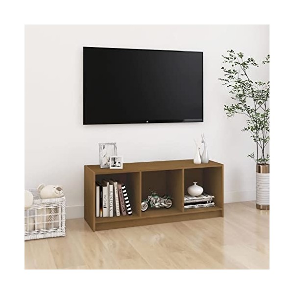 Meuble TV en pin massif Marron miel 104 x 33 x 41 cm