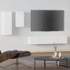 ADWOA Ensemble de Meubles TV 4 pcs Blanc Bois dingénierie,Meuble TV,Table Basse Salon Meuble TV,Table Basse LED Couleurs