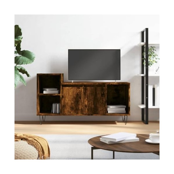 XLUMIO Centres de divertissement et meubles TV, meuble TV en chêne fumé, 100 x 35 x 55 cm, bois dingénierie