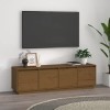 Annlera Meuble TV Marron Miel 156x37x45 cm Bois de Pin Massif Classique Banc TV Dessus de Meuble Robuste Placer Stéréo Objets