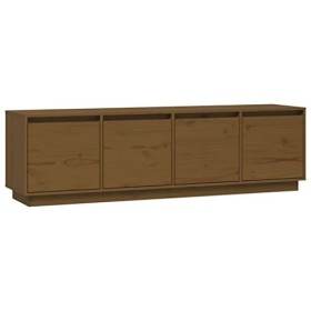 Annlera Meuble TV Marron Miel 156x37x45 cm Bois de Pin Massif Classique Banc TV Dessus de Meuble Robuste Placer Stéréo Objets