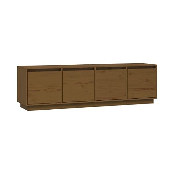 Annlera Meuble TV Marron Miel 156x37x45 cm Bois de Pin Massif Classique Banc TV Dessus de Meuble Robuste Placer Stéréo Objets