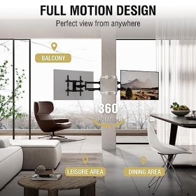 CondoMounts CLMTVA1144 Support TV à mouvement complet pour petit pilier | Support de télévision rond et carré | Sans perçage 