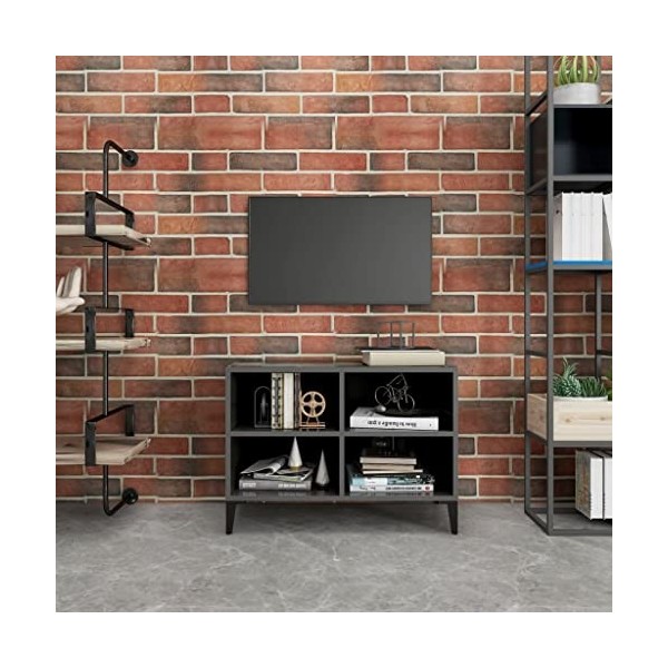 Meuble TV | Style Contemporain | Meuble Hi-FI Armoire télé Salon séjour | 69,5x30x50cm Gris Brillant