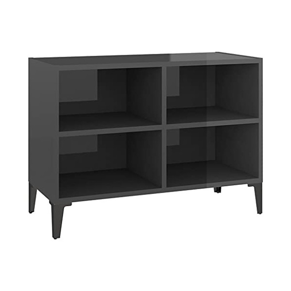 Meuble TV | Style Contemporain | Meuble Hi-FI Armoire télé Salon séjour | 69,5x30x50cm Gris Brillant