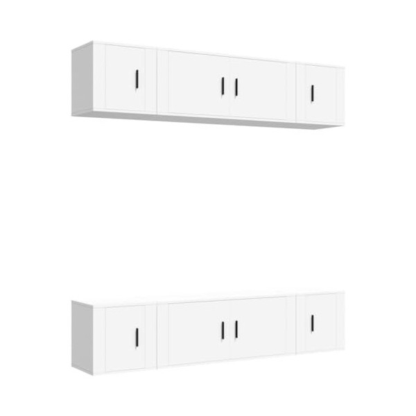 Ensemble de Meubles TV 6 pcs Blanc Bois dingénierie - Meuble TV, Armoire Basse Centre, Support Télé pour Salon Chambre,