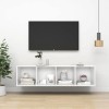 vidaXL Meuble Mural pour TV aggloméré Blanc 37 x 37 x 142,5 cm