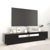 Hovothy Meuble TV avec Lumières LED RVB Noir 200x35x40 cm Aggloméré Décoration Salon Armoire Multimédia Rangement Ample Range