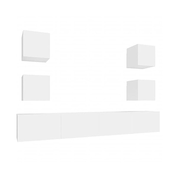 vidaXL Ensemble de Meubles TV 6 pcs Centres de Divertissement Armoires Multimédia Meubles de Salle de Séjour Intérieur Noir B