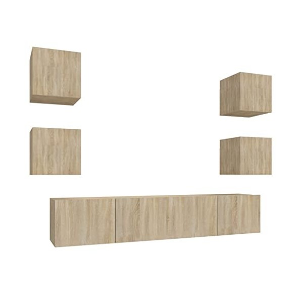 vidaXL Ensemble de Meubles TV 6 pcs Centres de Divertissement Armoires Multimédia Meubles de Salle de Séjour Intérieur Noir B