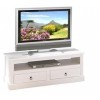 PEGANE Meuble TV avec 1 Compartiment et 2 tiroirs en pin Massif - Dim : L118 x P39 x H45 cm