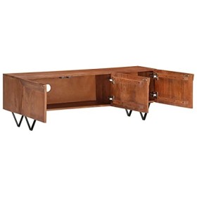 ZEYUAN Meuble TV 140x30x46 cm Bois Massif de manguier,Meuble Haut Salon,Meuble dangle TV,Meuble TV Étagère