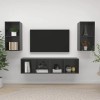 Meuble TV Suspendu avec Compartiments Ouverts 4pcs, Meuble de Rangement TV Table pour Salon, Elégance, Gris Brillant