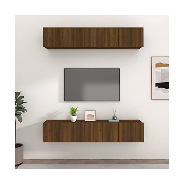 Camerina Meubles TV 4 pcs Chêne Marron 80x30x30 cm Bois dingénierie,Table Basse Salon Meuble TV,Table Basse LED Couleurs,Meu
