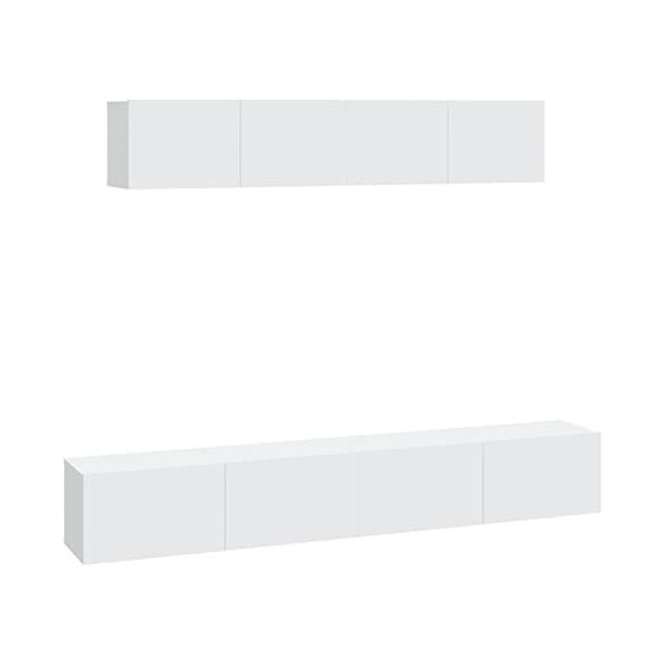 ZEYUAN Ensemble de Meubles TV 4 pcs Blanc Bois dingénierie,Table Basse Salon Meuble TV,Meuble TV,Table Basse Couleurs