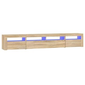 LAPOOH Meuble TV avec lumières LED Chêne Sonoma 240x35x40 cm,Meuble TV,Meuble TV Moderne,Meuble de Salon