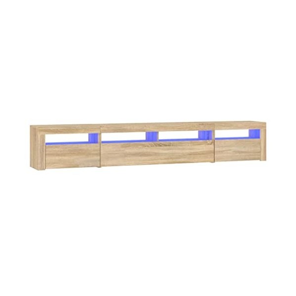 LAPOOH Meuble TV avec lumières LED Chêne Sonoma 240x35x40 cm,Meuble TV,Meuble TV Moderne,Meuble de Salon